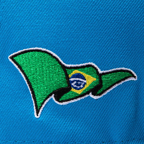 New Era 9Fifty A-Frame 2026 Del Mundo Brazil Flag Patch Snapback Pre-curved Hat - Neon Blue, Black