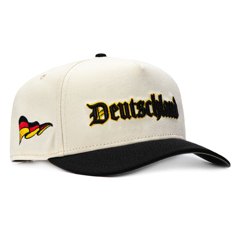 New Era 9Fifty A-Frame 2026 Del Mundo Germany Flag Patch Snapback Pre-curved Hat - White, Black