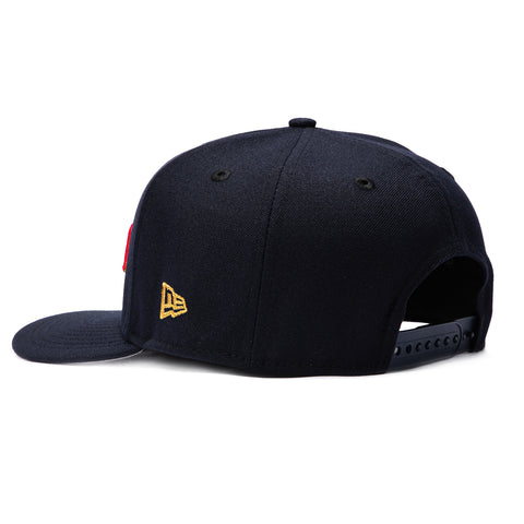 New Era 9Fifty A-Frame 2026 Del Mundo Spain Flag Patch Snapback Pre-curved Hat - Navy