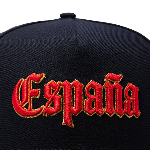 New Era 9Fifty A-Frame 2026 Del Mundo Spain Flag Patch Snapback Pre-curved Hat - Navy