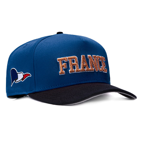 New Era 9Fifty A-Frame 2026 Del Mundo France Flag Patch Snapback Pre-curved Hat - Royal, Navy