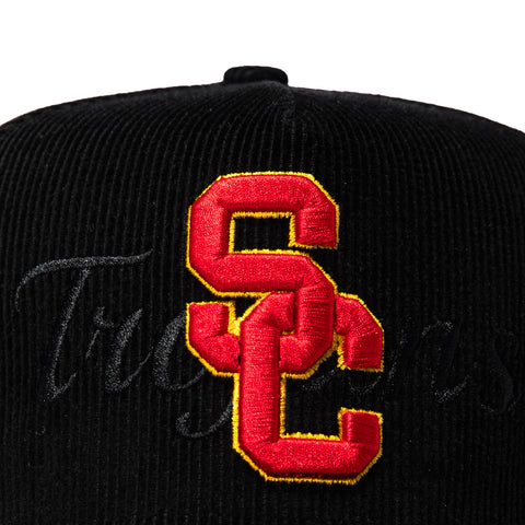 Woodn Grail USC Trojan Corduroy Snapback Hat - Black Woodn Grail