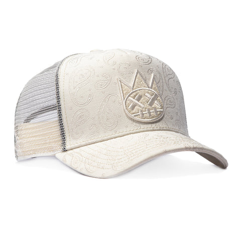 Cult of Individuality Paisley Snapback Trucker Hat - White Cult of Individuality