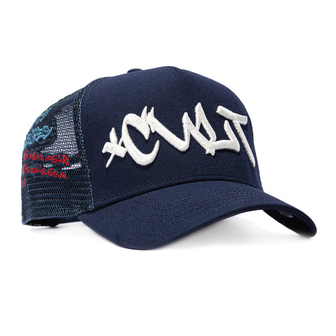 Cult of Individuality Graffiti Snapback Trucker Hat - Navy Cult of Individuality