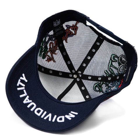 Cult of Individuality Graffiti Snapback Trucker Hat - Navy Cult of Individuality
