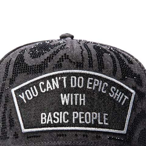 Cult of Individuality You Can't Do Epic Sh*t With Basic People Snapback Crystals Hat - Black Denim Cult of Individuality