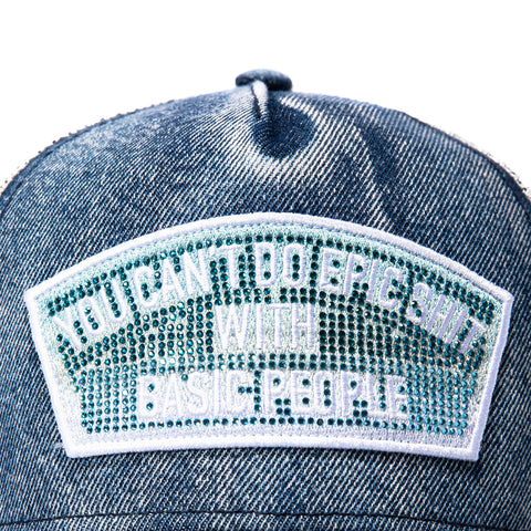 Cult of Individuality You Can't Do Epic Sh*t With Basic People Crystals Snapback Trucker Hat - Blue Denim Cult of Individuality