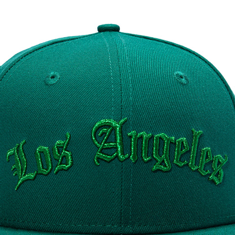 New Era 59Fifty Los Angeles Dodgers 50th Anniversary Stadium Patch Old English Hat - Green, Kelly New Era