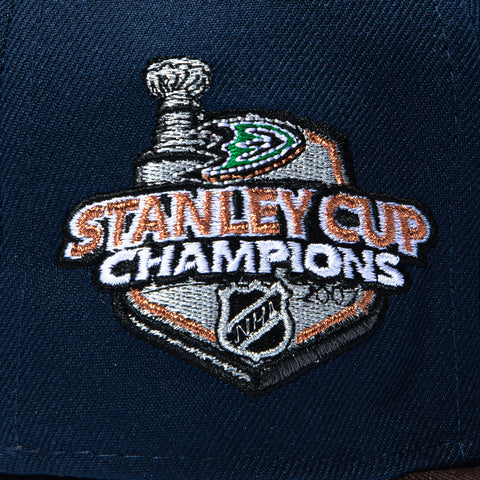 New Era 59Fifty Anaheim Ducks 2007 Stanley Cup Champions Patch Hat - Navy, Brown New Era