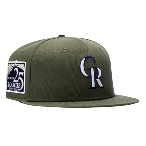 New Era 59Fifty Colorado Rockies 25th Anniversary Patch Hat - Olive, Green New Era