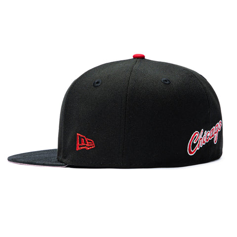 New Era 59Fifty Chicago Bulls 20th Anniversary Patch Pink UV Hat - Black, Black Camo New Era