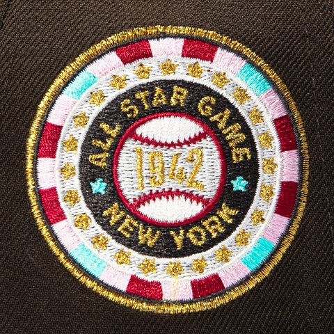 New Era 59Fifty Spumoni Brooklyn Dodgers 1942 All Star Game Patch Pink UV Hat - Brown New Era