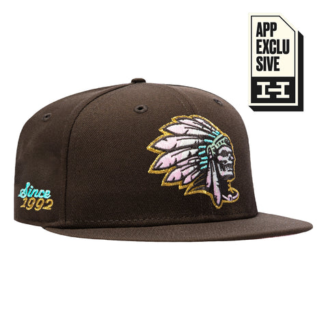 New Era 59Fifty Spumoni Skull Chief Since 1992 Patch Pink UV Hat - Brown New Era