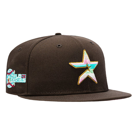 New Era 59Fifty Spumoni Houston Astros 2005 World Series Patch Pink UV Hat - Brown New Era
