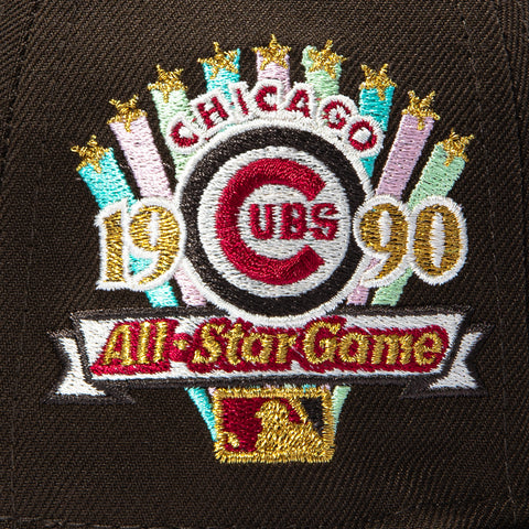 New Era 59Fifty Spumoni Chicago Cubs 1990 All Star Game Patch 1979 Pink UV Hat - Brown New Era