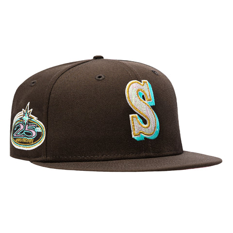 New Era 59Fifty Spumoni Seattle Mariners 25th Anniversary Patch Wood Pink UV Hat - Brown New Era