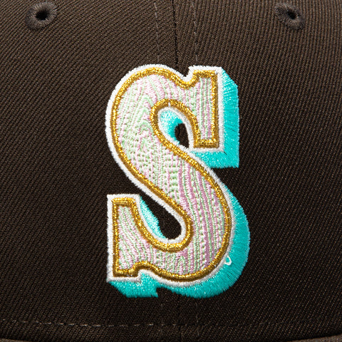 New Era 59Fifty Spumoni Seattle Mariners 25th Anniversary Patch Wood Pink UV Hat - Brown New Era