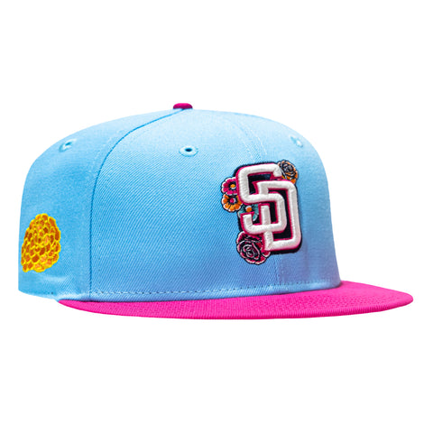 New Era 59Fifty San Diego Padres 2026 City Patch Floral Hat - Neon Blue, Magenta New Era