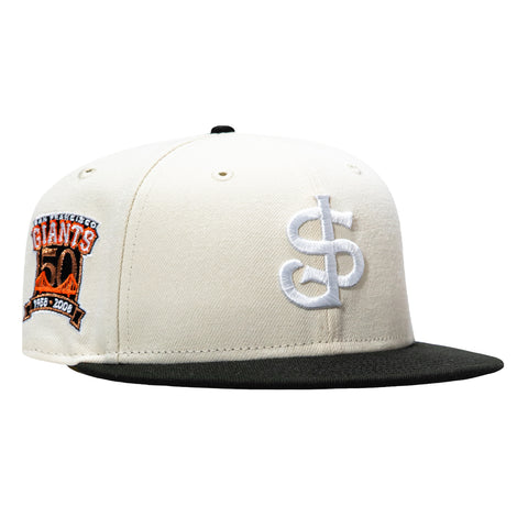 New Era 59Fifty San Jose Giants 50th Anniversary Patch Hat - Cream, Black, White New Era