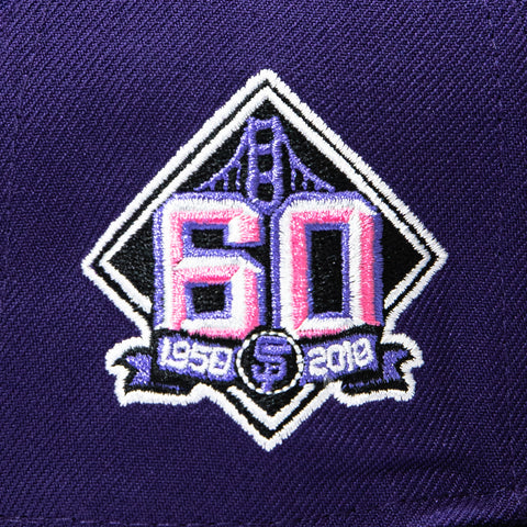 New Era 59Fifty San Jose Giants 60th Anniversary Patch Hat - Purple, Black, Metallic Silver New Era