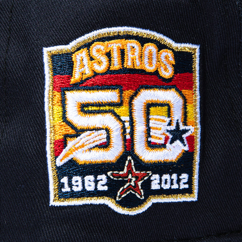 New Era 19Twenty Retro Word Houston Astros 50th Anniversary Patch Snapback Pre-Curved Hat - Navy, Black New Era