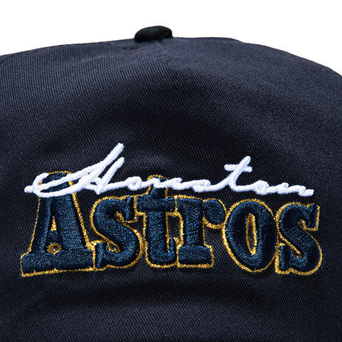 New Era 19Twenty Retro Word Houston Astros 50th Anniversary Patch Snapback Pre-Curved Hat - Navy, Black New Era