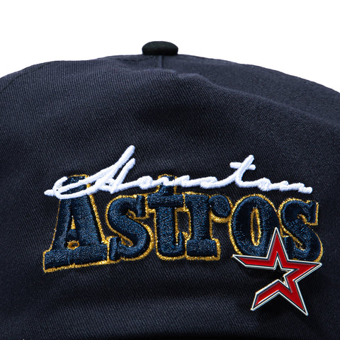 New Era 19Twenty Retro Word Houston Astros 50th Anniversary Patch Snapback Pre-Curved Hat - Navy, Black New Era