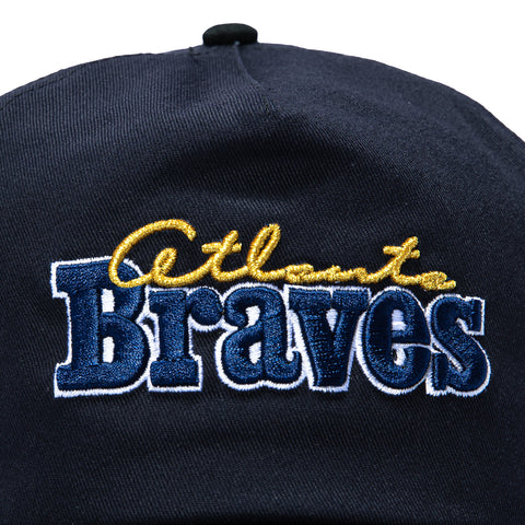 New Era 19Twenty Retro Word Atlanta Braves 1995 World Series Champions Patch Snapback Pre-Curved Hat - Navy, Black New Era
