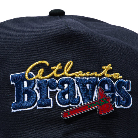 New Era 19Twenty Retro Word Atlanta Braves 1995 World Series Champions Patch Snapback Pre-Curved Hat - Navy, Black New Era