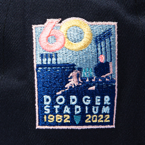 New Era 19Twenty Retro Word Los Angeles Dodgers 60th Anniversary Stadium Patch Snapback Pre-Curved Hat - Navy, Black New Era