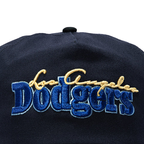 New Era 19Twenty Retro Word Los Angeles Dodgers 60th Anniversary Stadium Patch Snapback Pre-Curved Hat - Navy, Black New Era