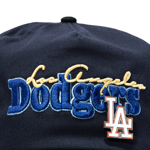 New Era 19Twenty Retro Word Los Angeles Dodgers 60th Anniversary Stadium Patch Snapback Pre-Curved Hat - Navy, Black New Era