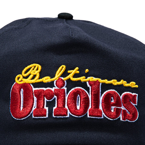 New Era 19Twenty Retro Word Baltimore Orioles Logo Patch Alternate Snapback Pre-Curved Hat - Navy, Black New Era