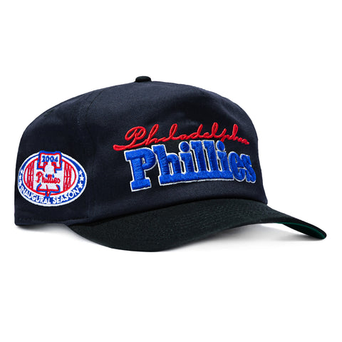 New Era 19Twenty Retro Word Philadelphia Phillies 2004 Inaugural Patch Snapback Pre-Curved Hat - Navy, Black New Era