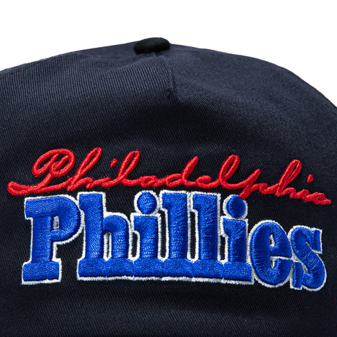 New Era 19Twenty Retro Word Philadelphia Phillies 2004 Inaugural Patch Snapback Pre-Curved Hat - Navy, Black New Era