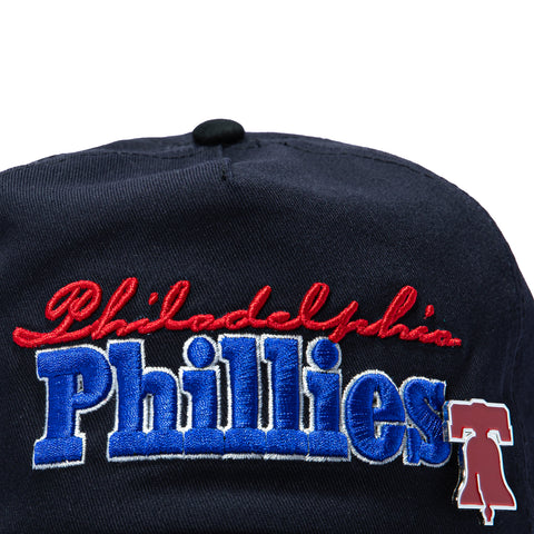 New Era 19Twenty Retro Word Philadelphia Phillies 2004 Inaugural Patch Snapback Pre-Curved Hat - Navy, Black New Era