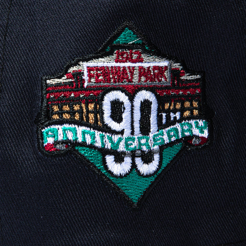 New Era 19Twenty Retro Word Boston Red Sox 90th Anniversary Stadium Patch Snapback Pre-Curved Hat - Navy, Black New Era