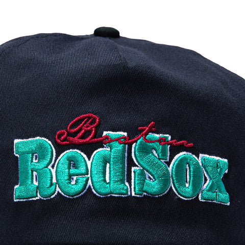 New Era 19Twenty Retro Word Boston Red Sox 90th Anniversary Stadium Patch Snapback Pre-Curved Hat - Navy, Black New Era