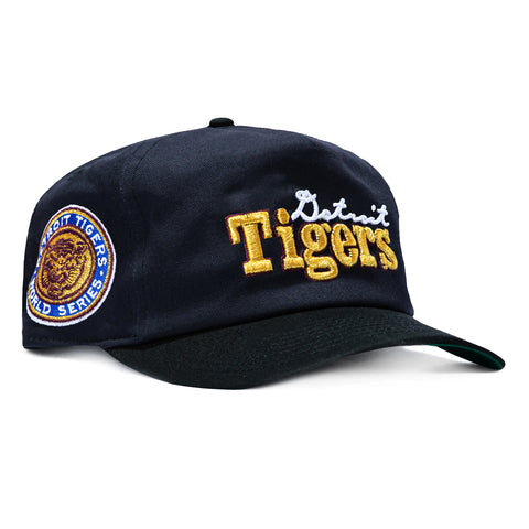 New Era 19Twenty Retro Word Detroit Tigers 1968 World Series Patch Snapback Pre-Curved Hat - Navy, Black New Era