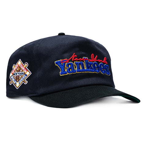 New Era 19Twenty Retro Word New York Yankees 1941 World Series Patch Snapback Pre-Curved Hat - Navy, Black New Era