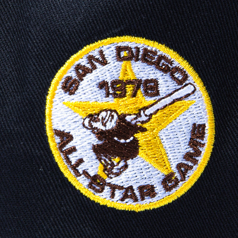 New Era 19Twenty Retro Word San Diego Padres 1978 All Star Game Patch Snapback Pre-Curved Hat - Navy, Black New Era