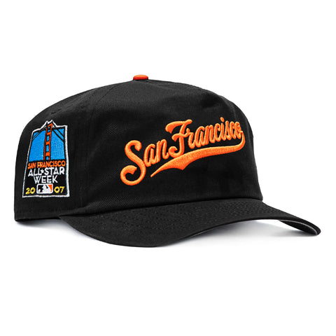 New Era 19Twenty San Francisco Giants 2007 All Star Week Patch Script Snapback Pre-Curved Hat - Black, Orange New Era