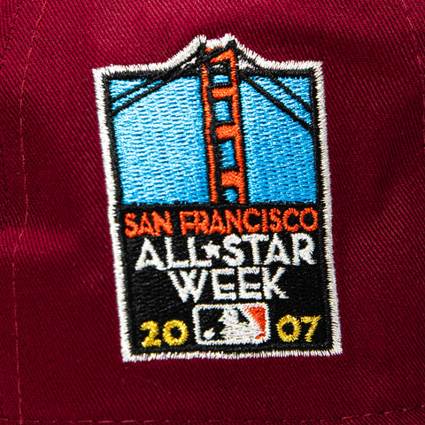 New Era 19Twenty San Francisco Giants 2007 All Star Week Patch Script Snapback Pre-Curved Hat - Brick, Black, Metallic Gold New Era