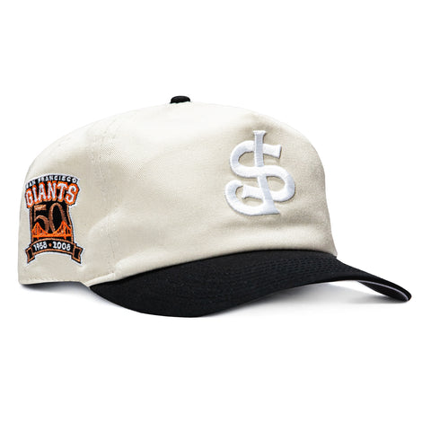 New Era 19Twenty San Jose Giants 50th Anniversary Patch Snapback Pre-Curved Hat - Cream, Black, White New Era
