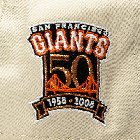 New Era 19Twenty San Jose Giants 50th Anniversary Patch Snapback Pre-Curved Hat - Cream, Black, White New Era