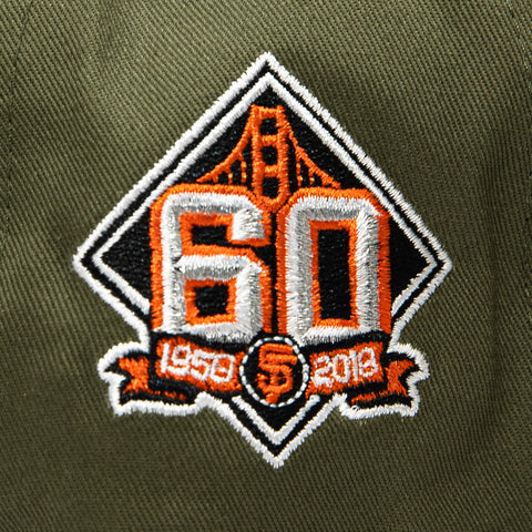 New Era 19Twenty San Jose Giants 60th Anniversary Patch Snapback Pre-Curved Hat - Olive, Black New Era
