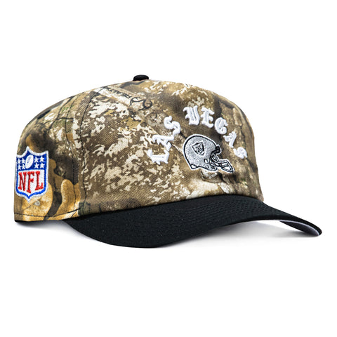 New Era 19Twenty Las Vegas Raiders NFL Logo Patch Snapback Pre-Curved Hat - Realtree, Black New Era