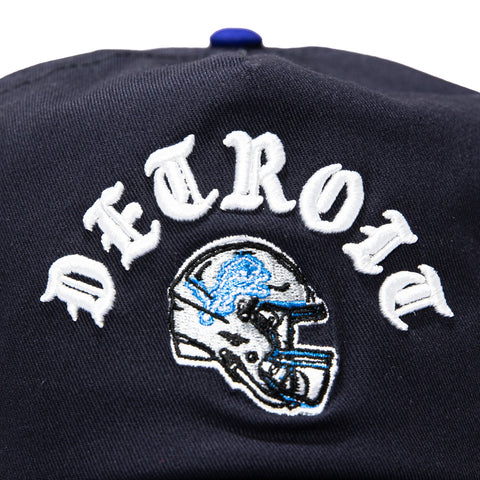 New Era 19Twenty Detroit Lions NFL Logo Patch Snapback Pre-Curved Hat - Black, Royal New Era