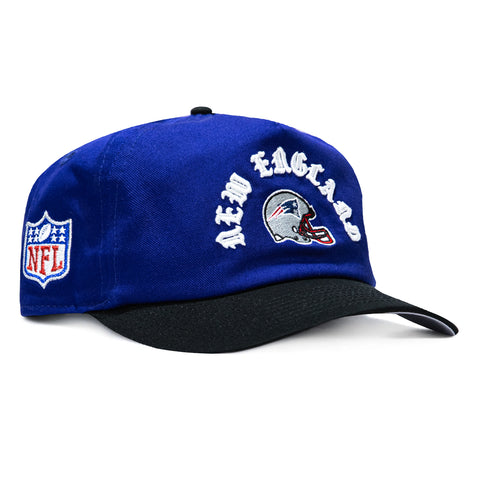 New Era 19Twenty New England Patriots NFL Logo Patch Snapback Pre-Curved Hat - Royal, Black New Era