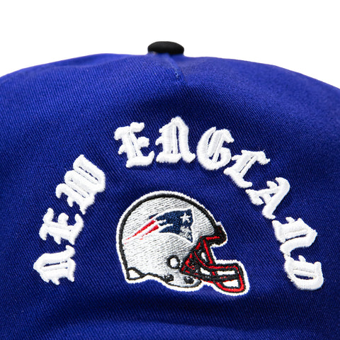 New Era 19Twenty New England Patriots NFL Logo Patch Snapback Pre-Curved Hat - Royal, Black New Era